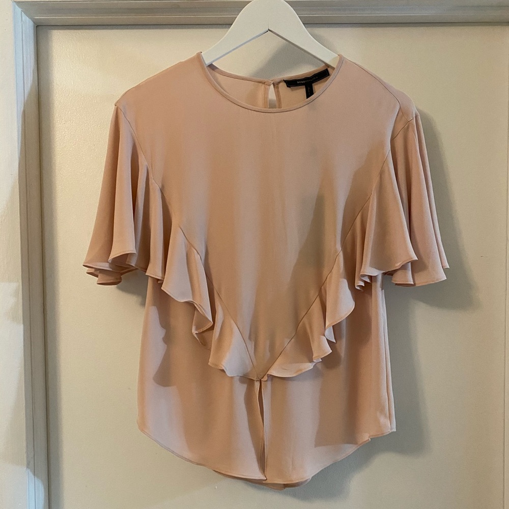 Bcbgmaxazria Ruffle Split Front Top - Picture 5 of 11